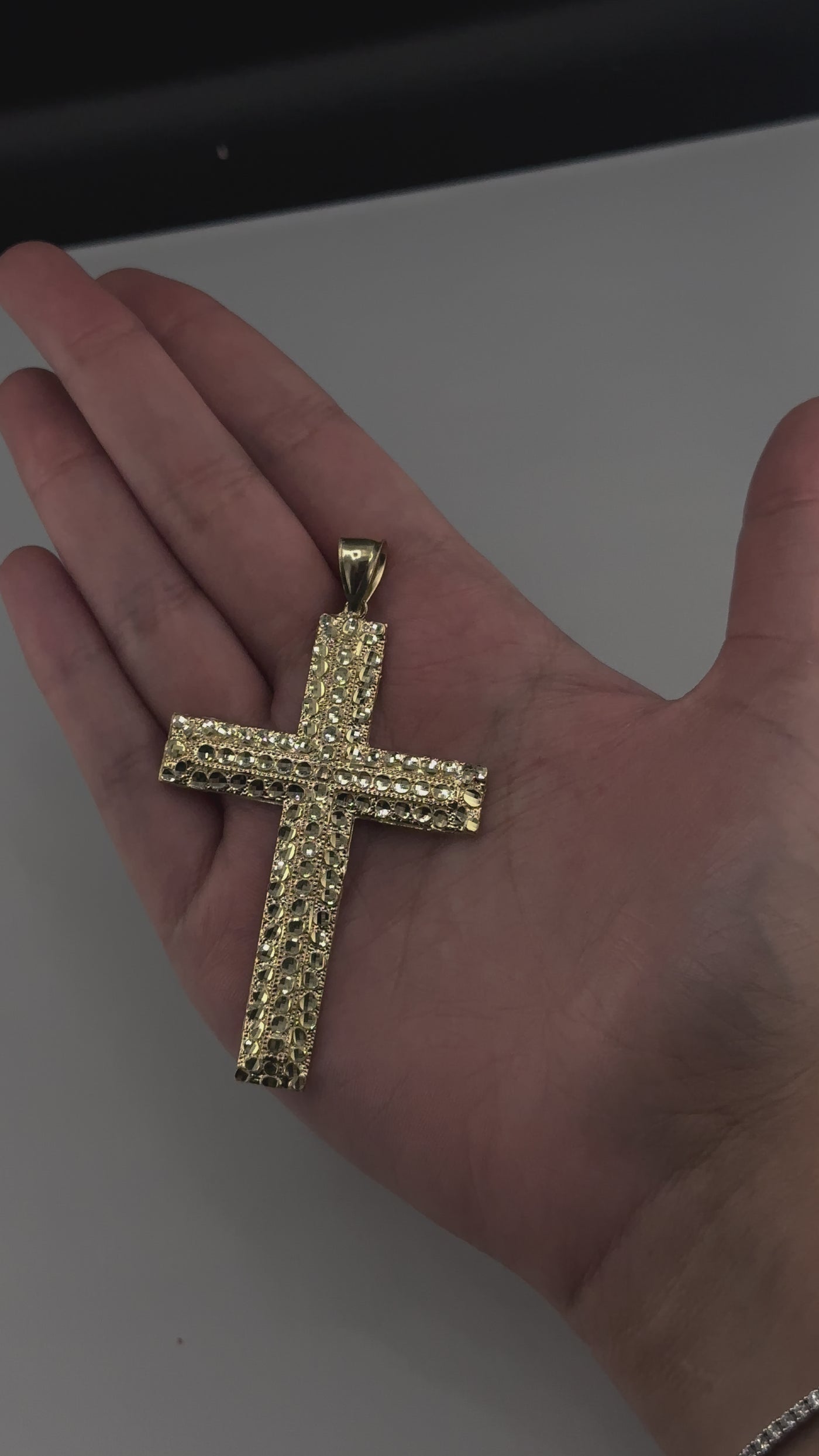 10K Real Gold Nugget Cross Pendant