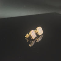 Real 10K Gold Diamond Square Earrings