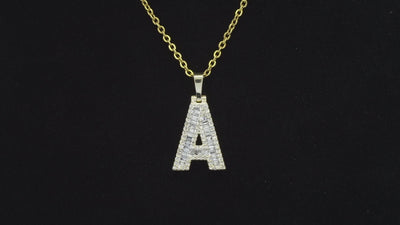 10k Diamond A Pendant 1 inch