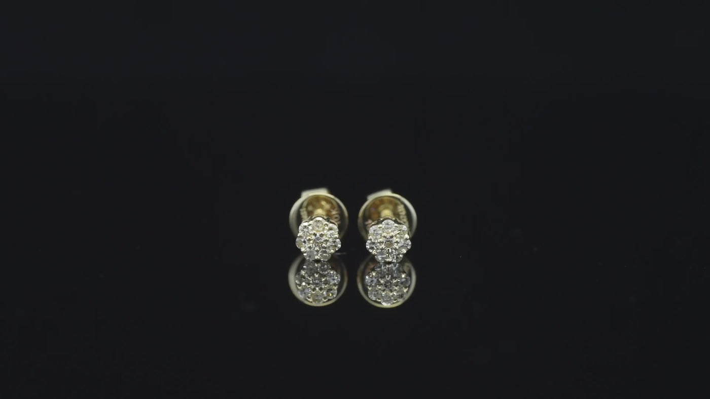 10K Yellow Gold Flower Diamond Studs 0.14 CTW