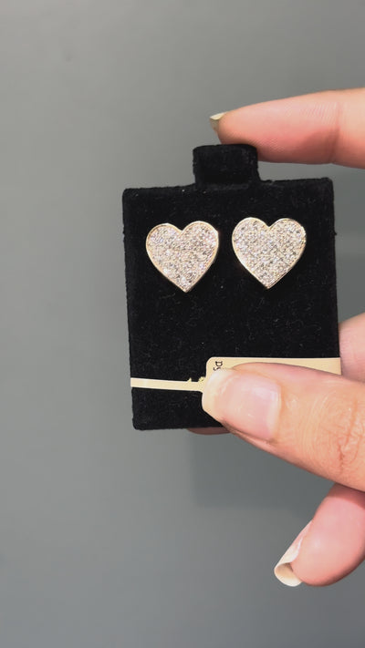 10K Diamond Heart Studs