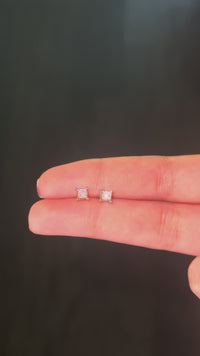 Pendientes cuadrados de oro de 14 quilates con diamantes auténticos
