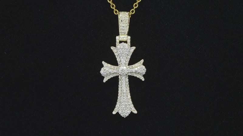 Real 10K Gold Diamond Cross Pendant 0.74