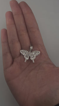 Real 10K Gold Diamond Butterfly Pendant