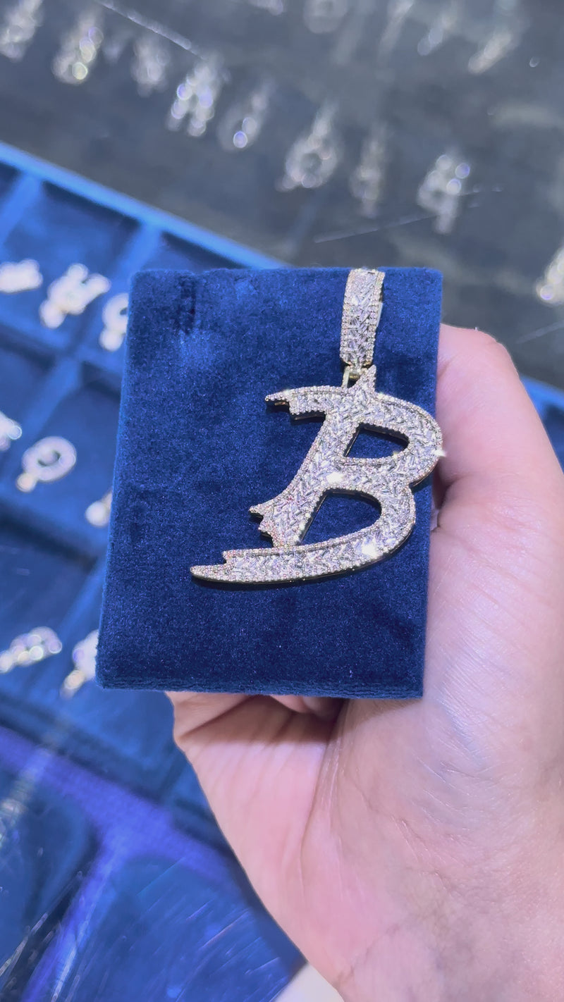 10K Diamond Initial B Pendant