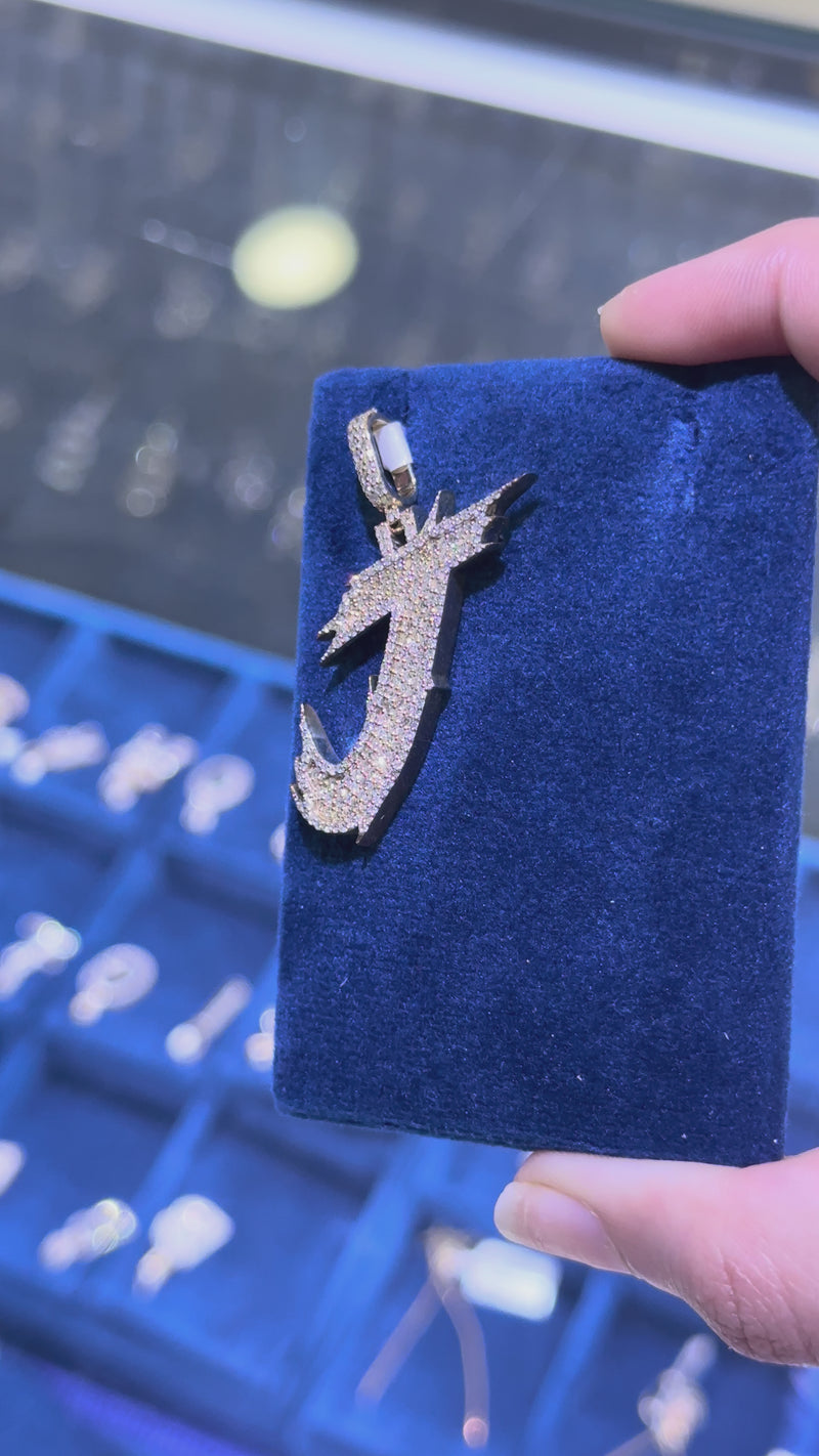 10K Diamond Initial J Pendant 1.1 CTW