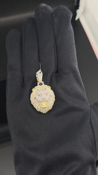 Real 10K Gold Diamond Lion Pendant
