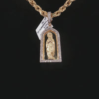 Real 10K Gold Diamond Virgin Mary Pendant