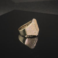 Real 10K Gold Big Diamond Men's Ring