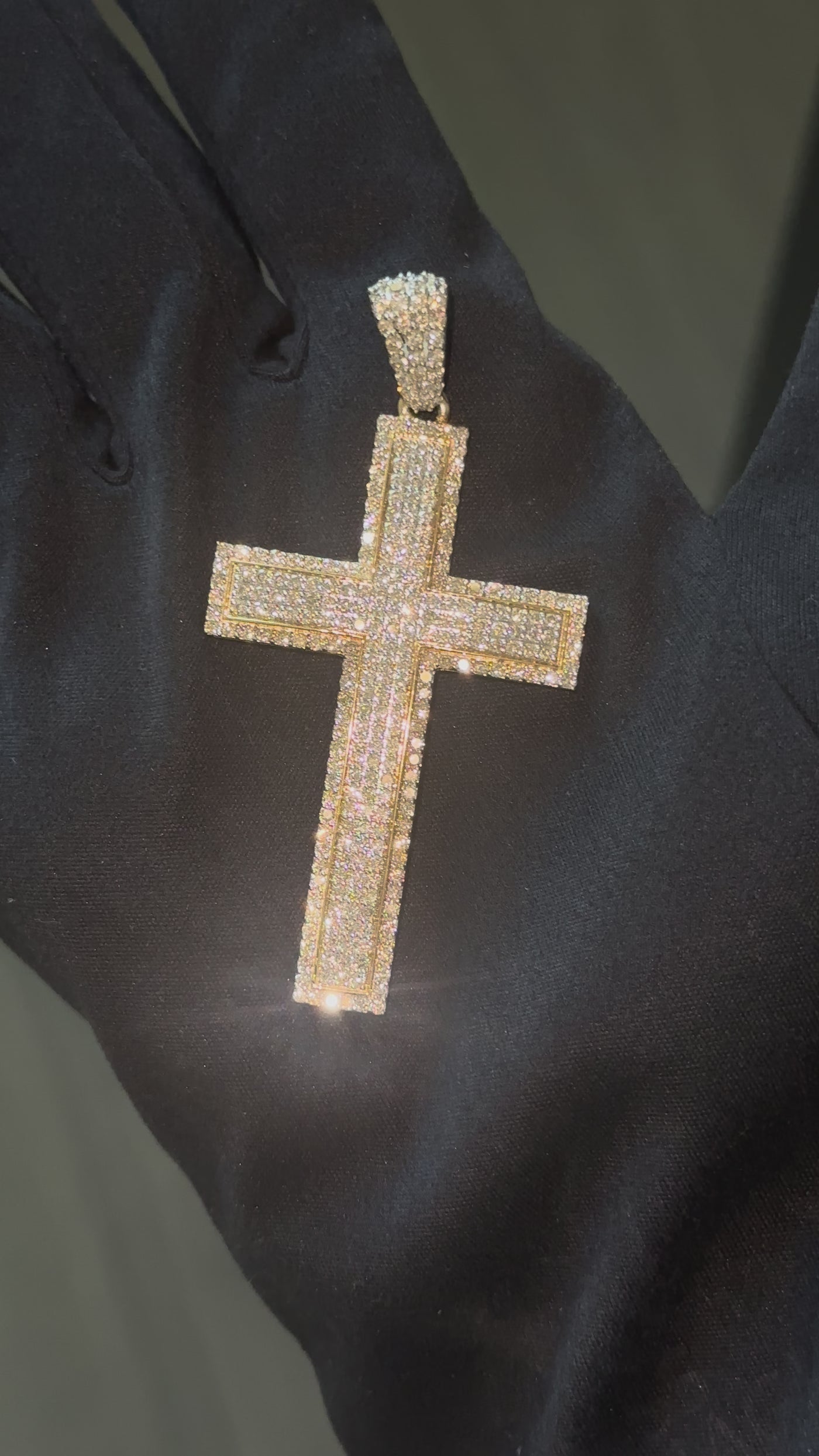 10k Diamond Cross Pendant Two Tone