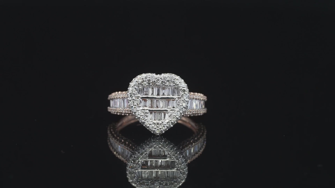 10K Rose Gold Diamond Heart Ring