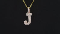 Real 10K Gold Diamond Letter J Pendant 0.35 CTW
