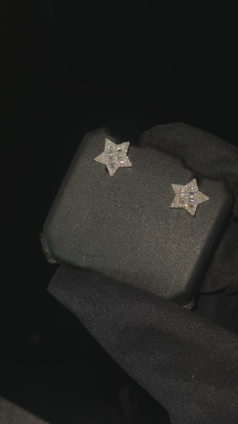 Real 10K Gold Star Diamond Studs