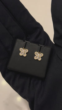 Pendientes de Mariposa de Oro de 10K con Diamantes Genuinos