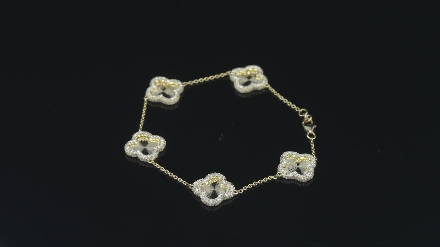 10k Diamond Clover Bracelet 2.5 ctw