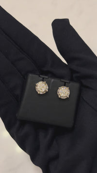 Pendientes de oro amarillo de 10K con diamantes auténticos