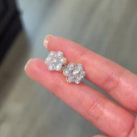 Real 10K Gold Flower Diamond Studs 0.50 CTW