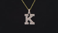 Real 10K Gold Diamond Letter K Pendant 0.63