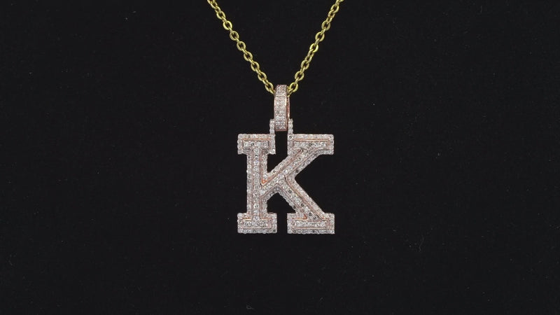 Real 10K Gold Diamond Letter K Pendant 0.63