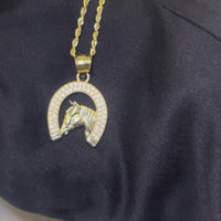 Dije de herradura de oro de 10K auténtico y cadena tipo soga de 1.5 mm