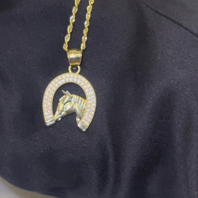 10K Horseshoe Charm & 1.5mm Rope Chain