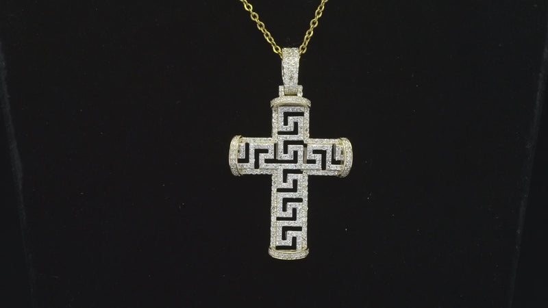 Real 10K Gold Diamond Cross Design Pendant 1.2 CTW