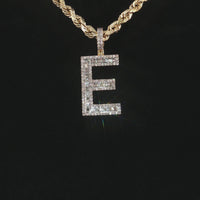 Real 10K Gold Diamond Initial E Pendant