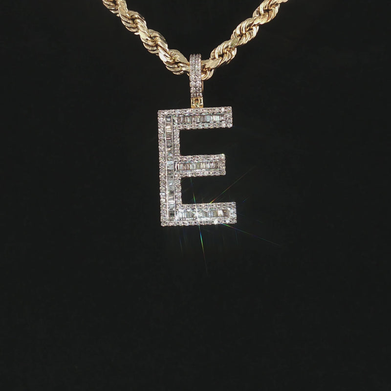 Real 10K Gold Diamond Initial E Pendant