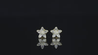 Real 10K Yellow Gold Diamond Flowers Studs 0.21 CTW