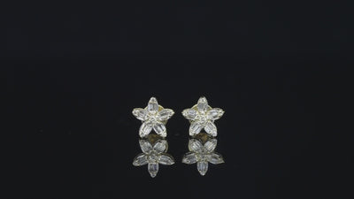 10K Yellow Gold Diamond Flowers Studs 0.21 ctw