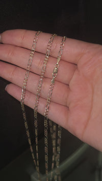 Real 14K Tri-Color Gold Figaro Chains