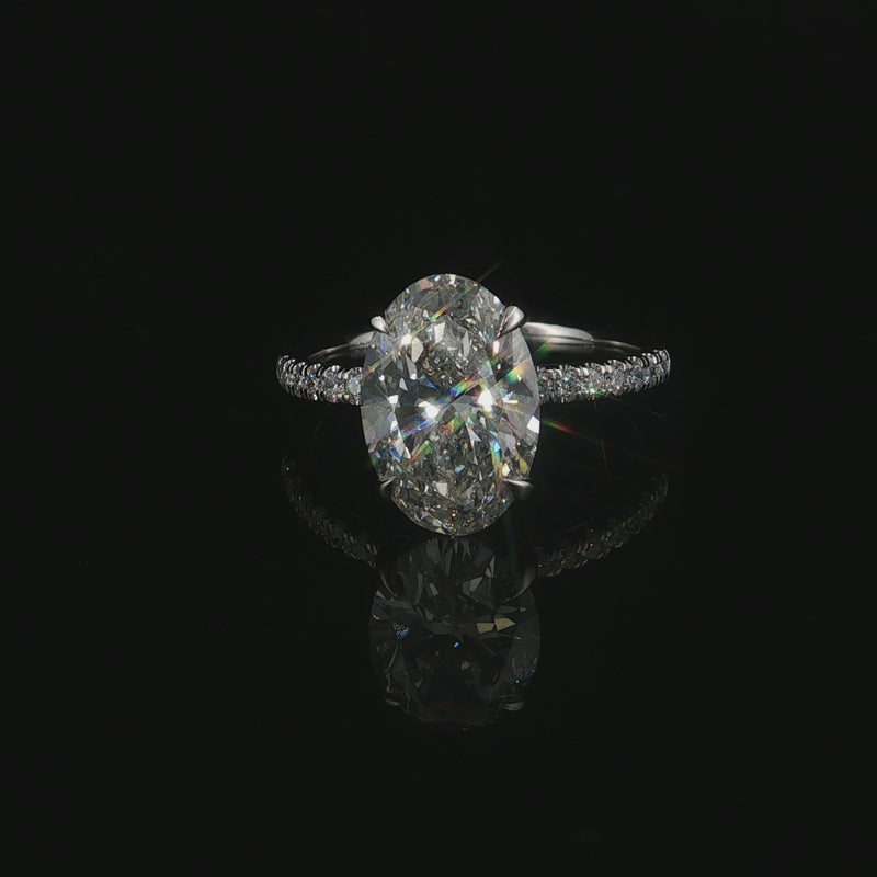 14K 3.25CTW Oval Lab Diamond White Gold Ring