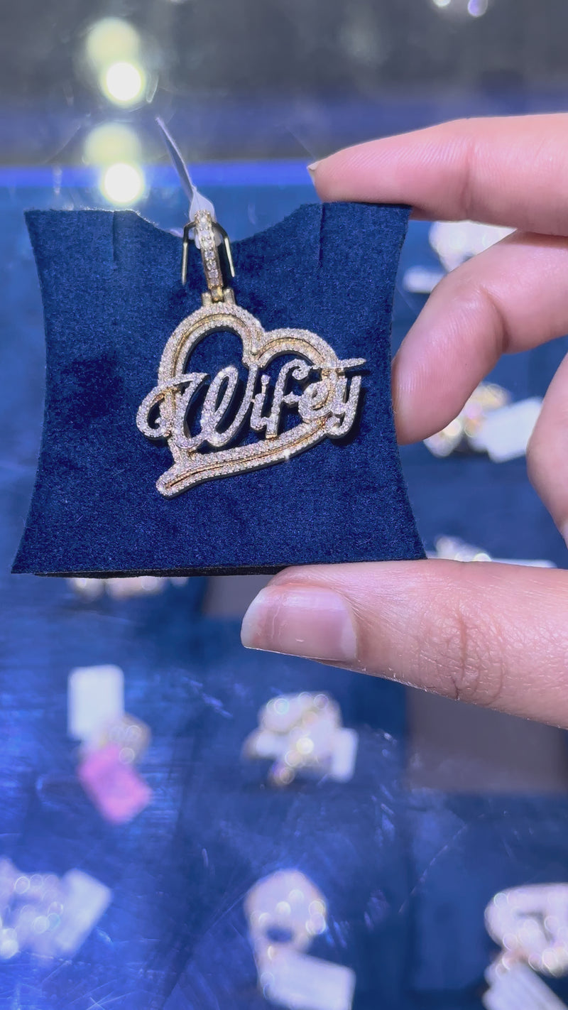 10K Diamond Wifey Pendant 0.9 CTW