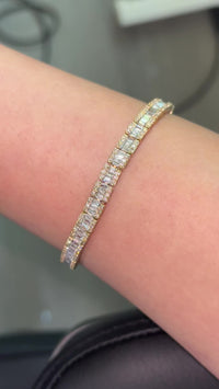 Pulsera de Baguette de Diamantes de Oro de 10K auténtico 3.6 CTW