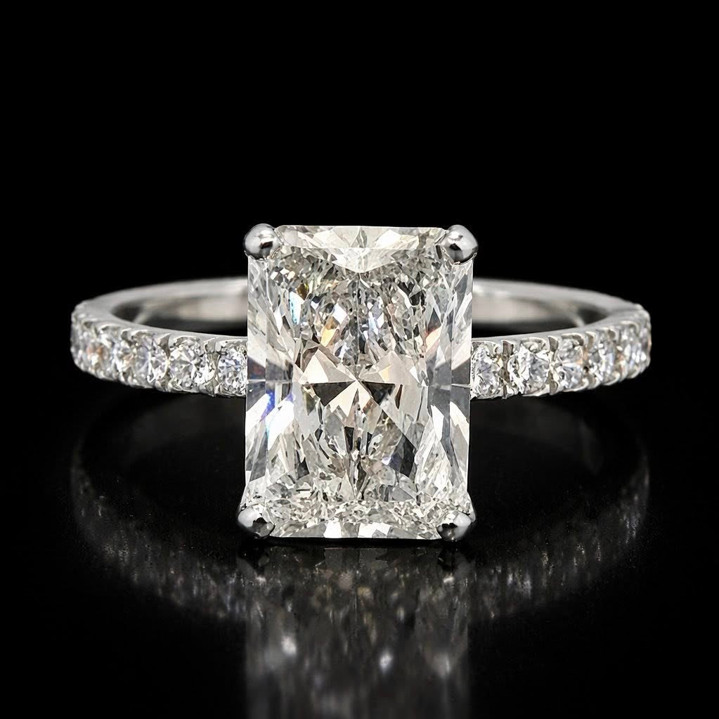 Real 14K Gold Lab Diamond Radiant Diamond Ring 3.59 CTW