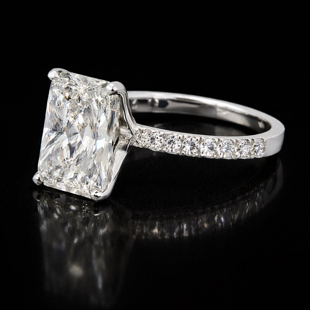 Real 14K Gold Lab Diamond Radiant Diamond Ring 3.59 CTW