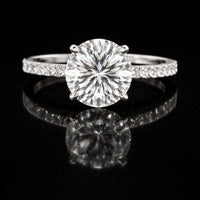 Anillo de diamante redondo de oro blanco de 14K real, 3.59 CTW