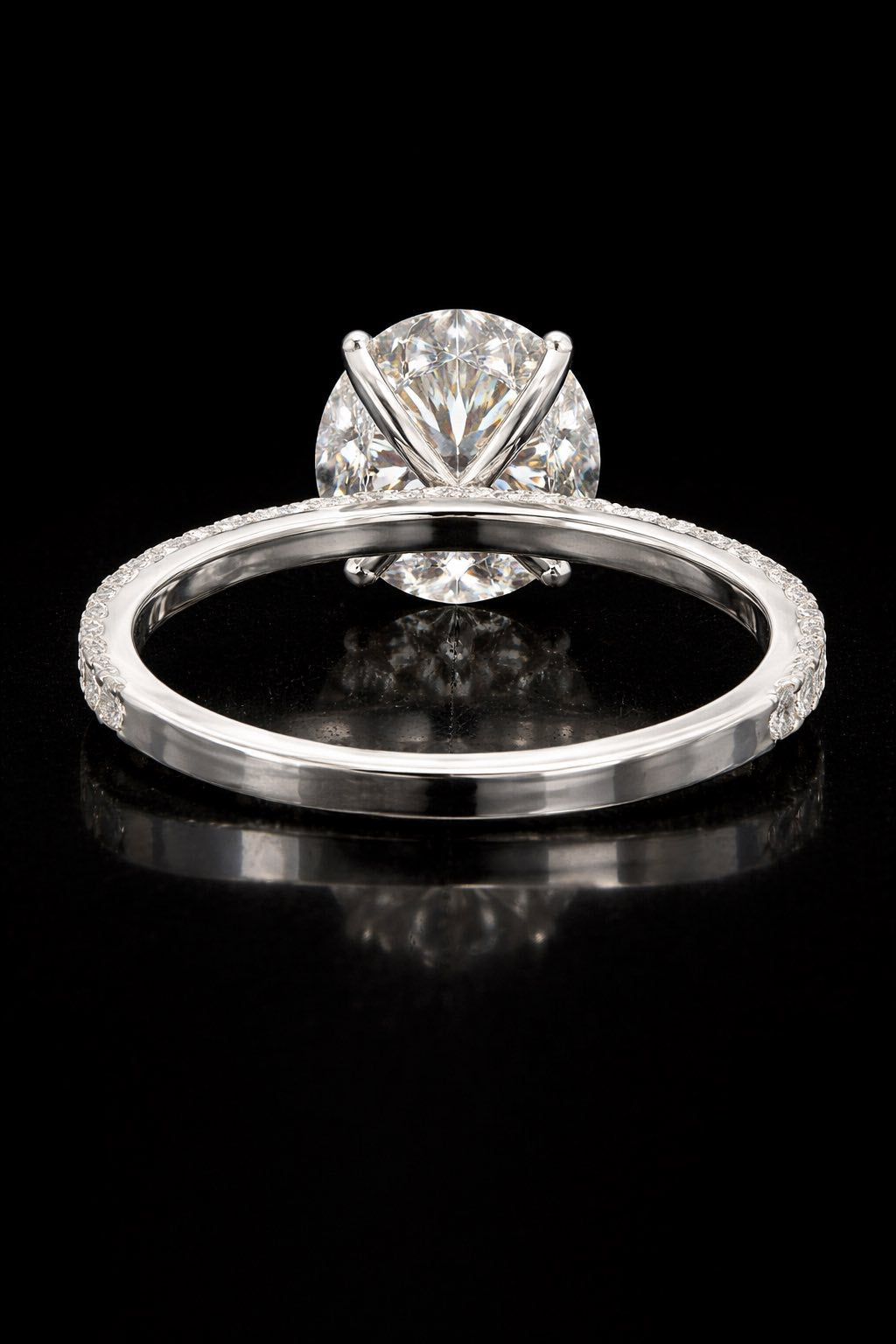 Anillo de diamante redondo de oro blanco de 14K real, 3.59 CTW