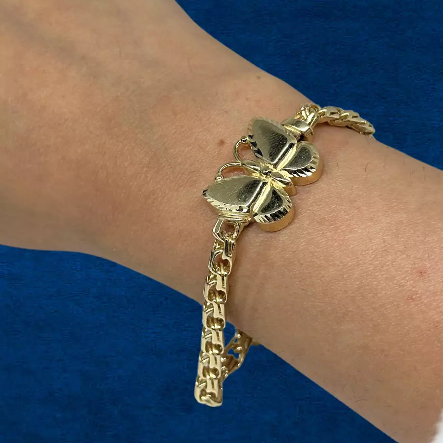 10K Butterfly Cuban Bracelet
